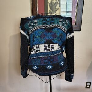 Vintage men's greatland apparel speckled knit 90s oversized grandpa sweater